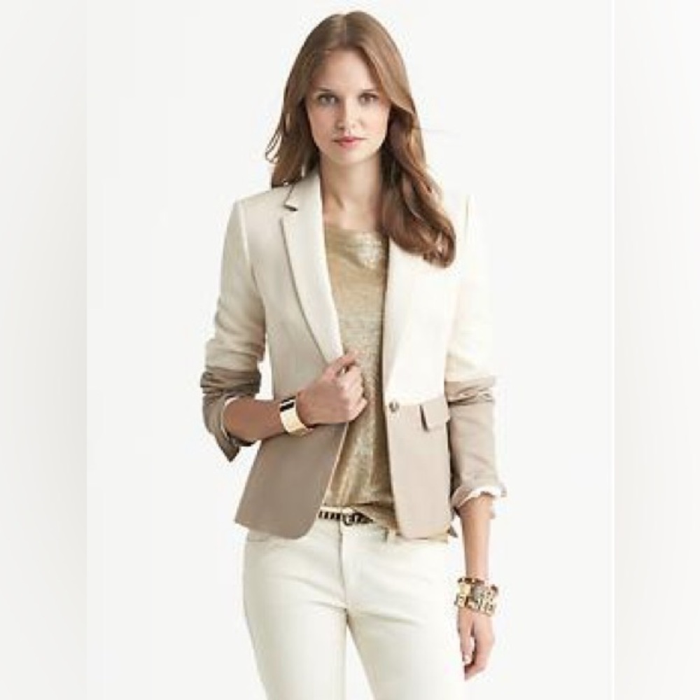 Banana Republic ColorBlock Cream and Tan Blazer